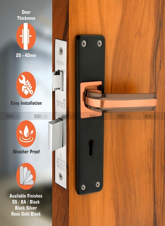 دوق قفل باب ديوك مورتيس فولاذي أسود وذهبي وردي | أقفال أبواب مورتيس للمنزل، غرفة المعيشة، الفندق - Image 2